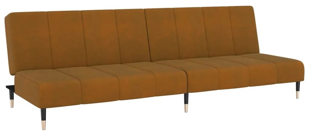 Sofá-Cama Laila em Veludo - Castanho - Design Moderno
