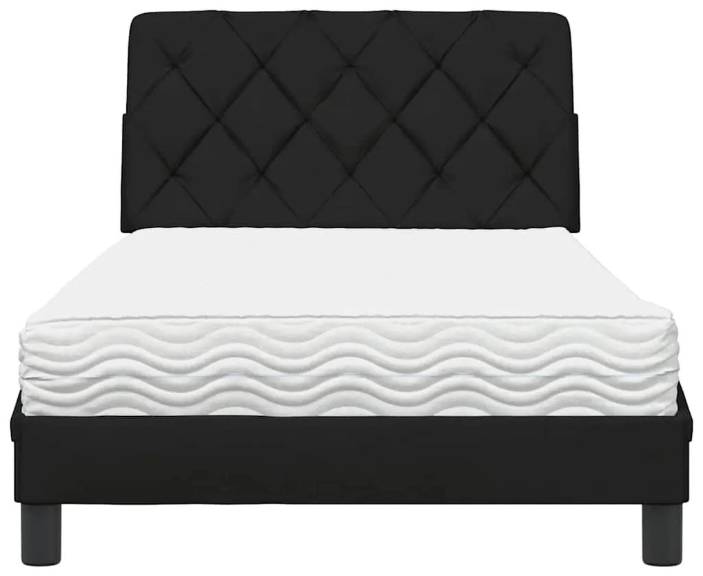 Cama com colchão 100x200 cm tecido preto