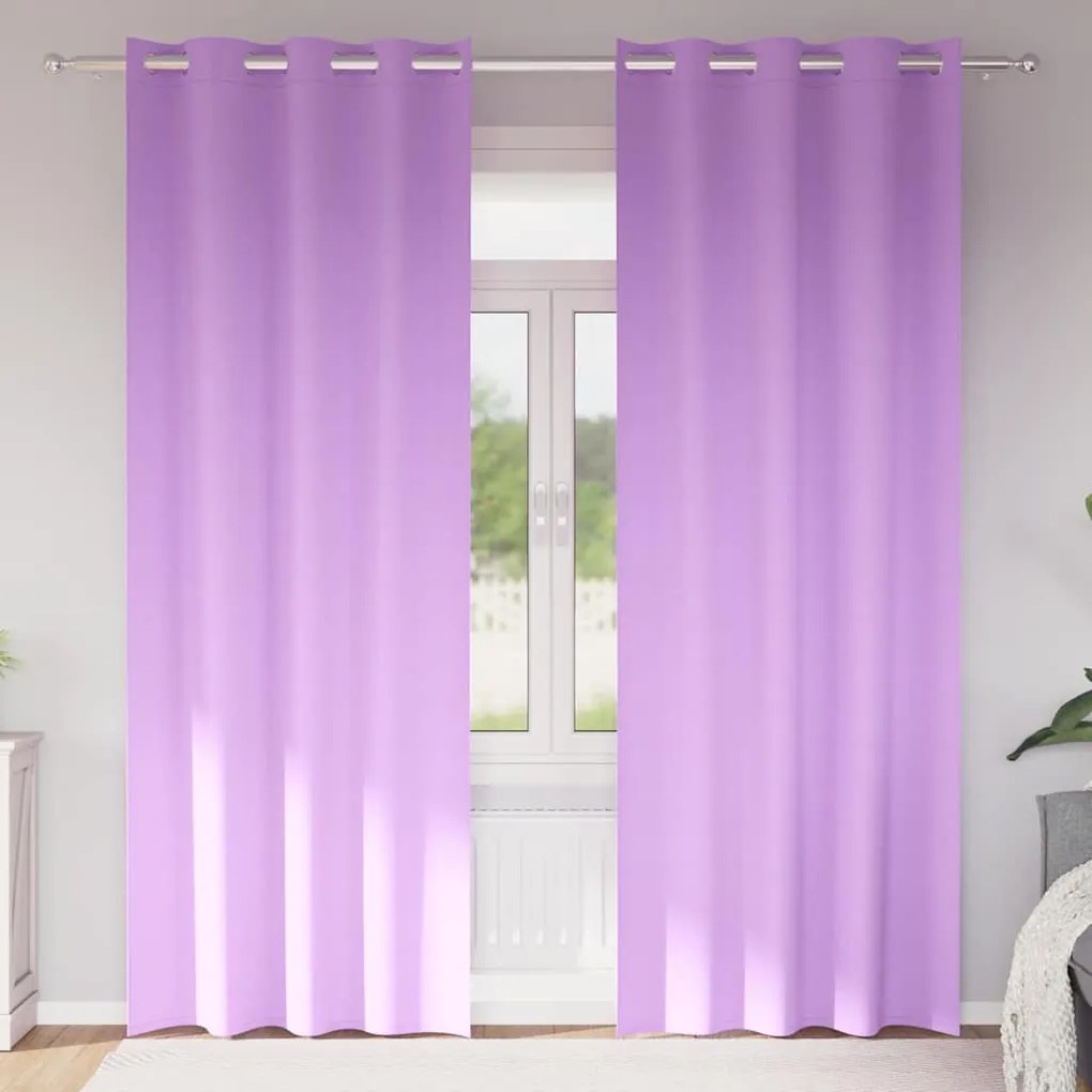 vidaXL Cortinas Blackout com Argolas 2 pcs Roxo 245 x 140 cm Poliéster