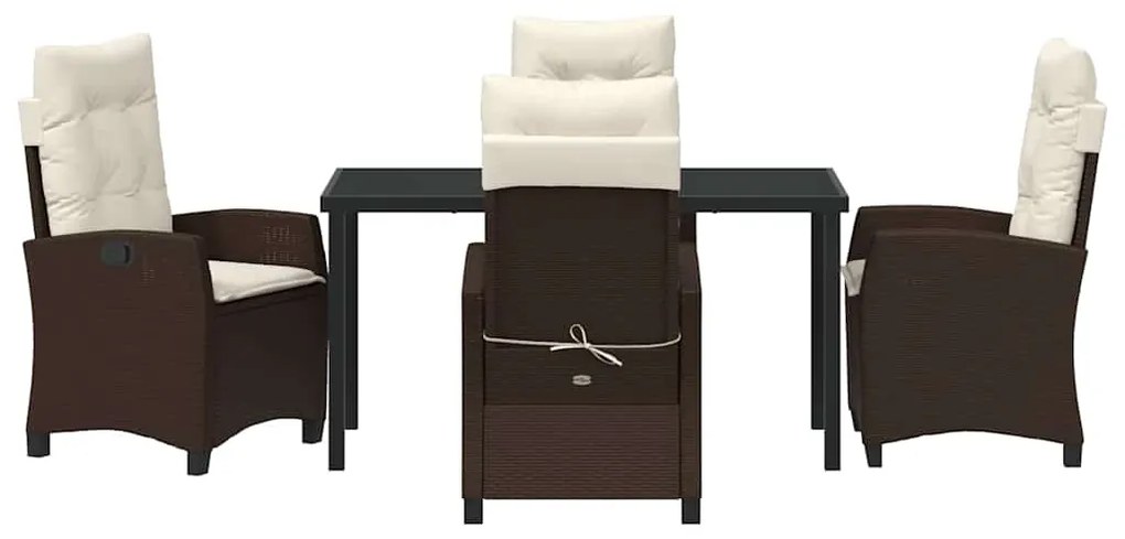 Conjunto de Jantar de Jardim de 5 Peças com Almofadas - Rattan Castanh