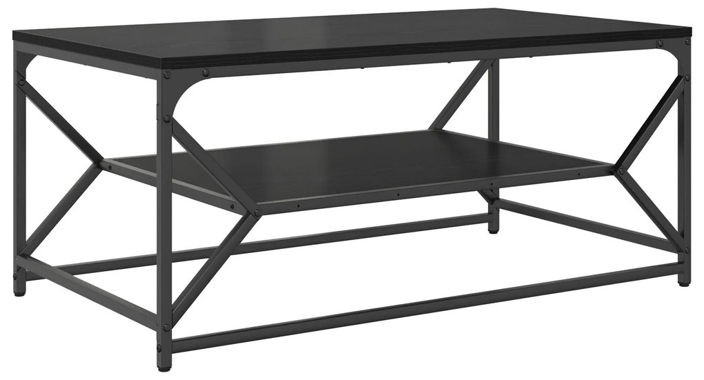 mesa de centro com prateleira Carvalho Preto 90x50x40 cm Madeira Engen