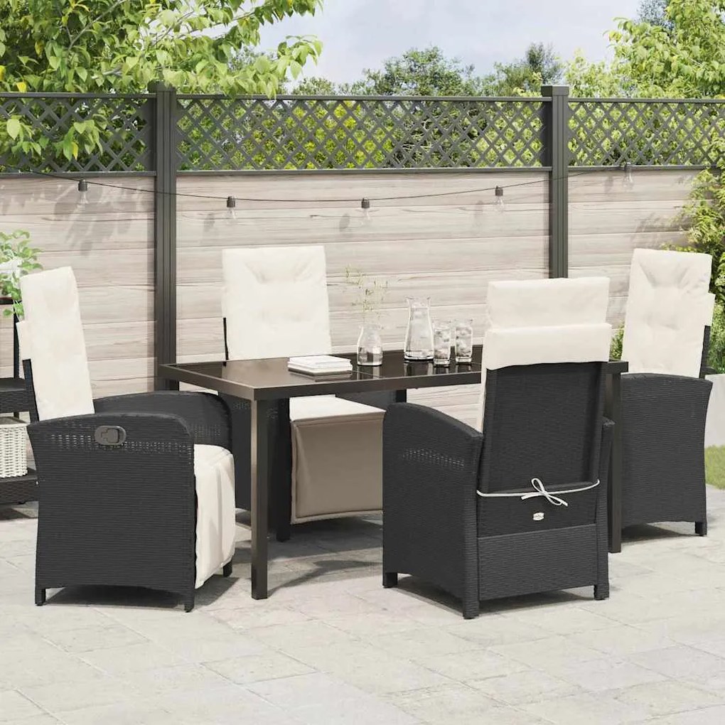 Conjunto de Jantar de Jardim com 5 Peças da e Almofadas de Rattan Pret