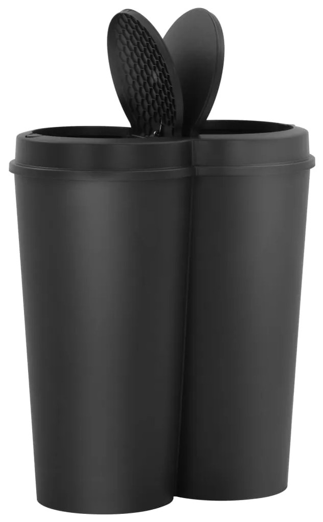Caixote de lixo duplo 50 L preto