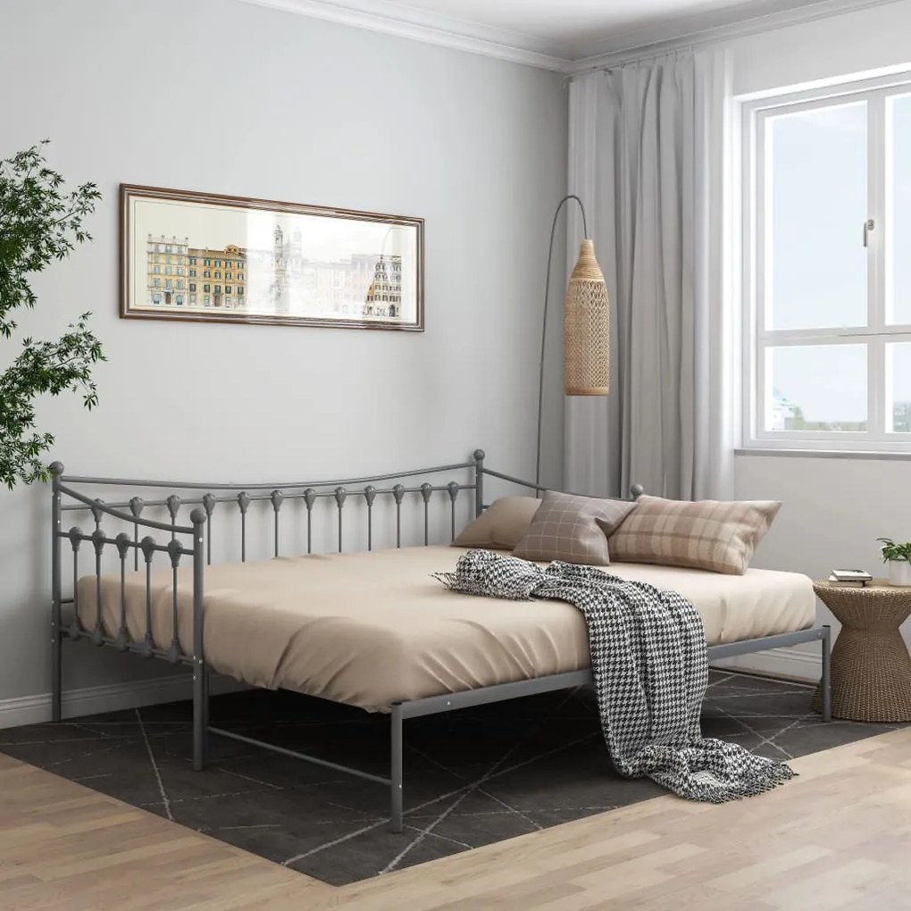 vidaXL Estrutura sofá-cama de puxar 90x200 cm metal cinzento
