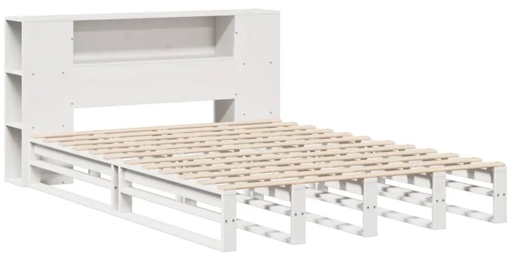 Cama com estante sem colchão 120x200 cm madeira maciça branco