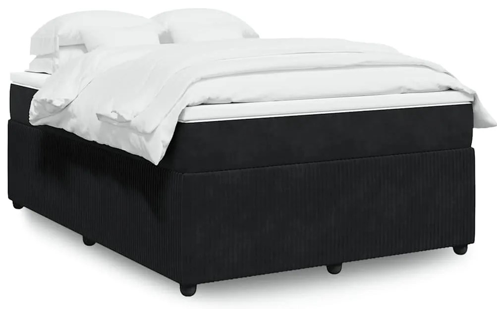 vidaXL Cama com molas/colchão 140x200 cm veludo preto