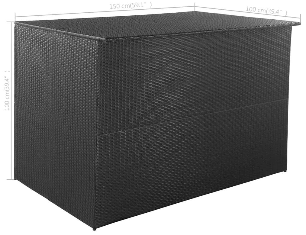Caixa de arrumação para jardim 150x100x100 cm vime PE preto