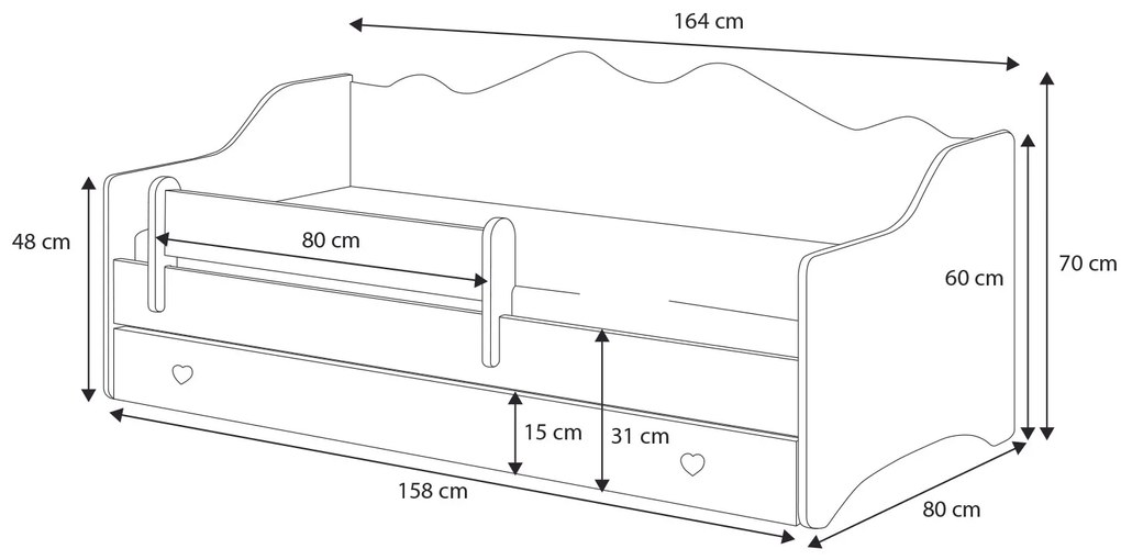 Cama infantil dupla Emma II branca 160x80 - colchão e estrado incluído