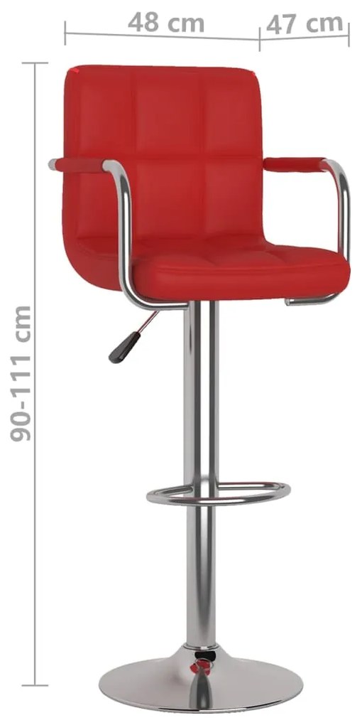 Bancos de bar 2 pcs couro artificial vermelho tinto