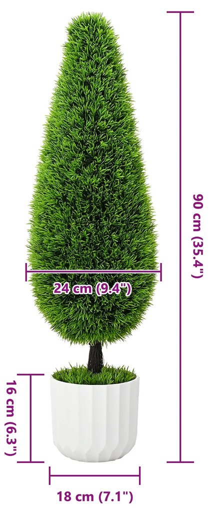 Planta Artificial Topiária de Pinho com Vaso 24x90 cm Verde