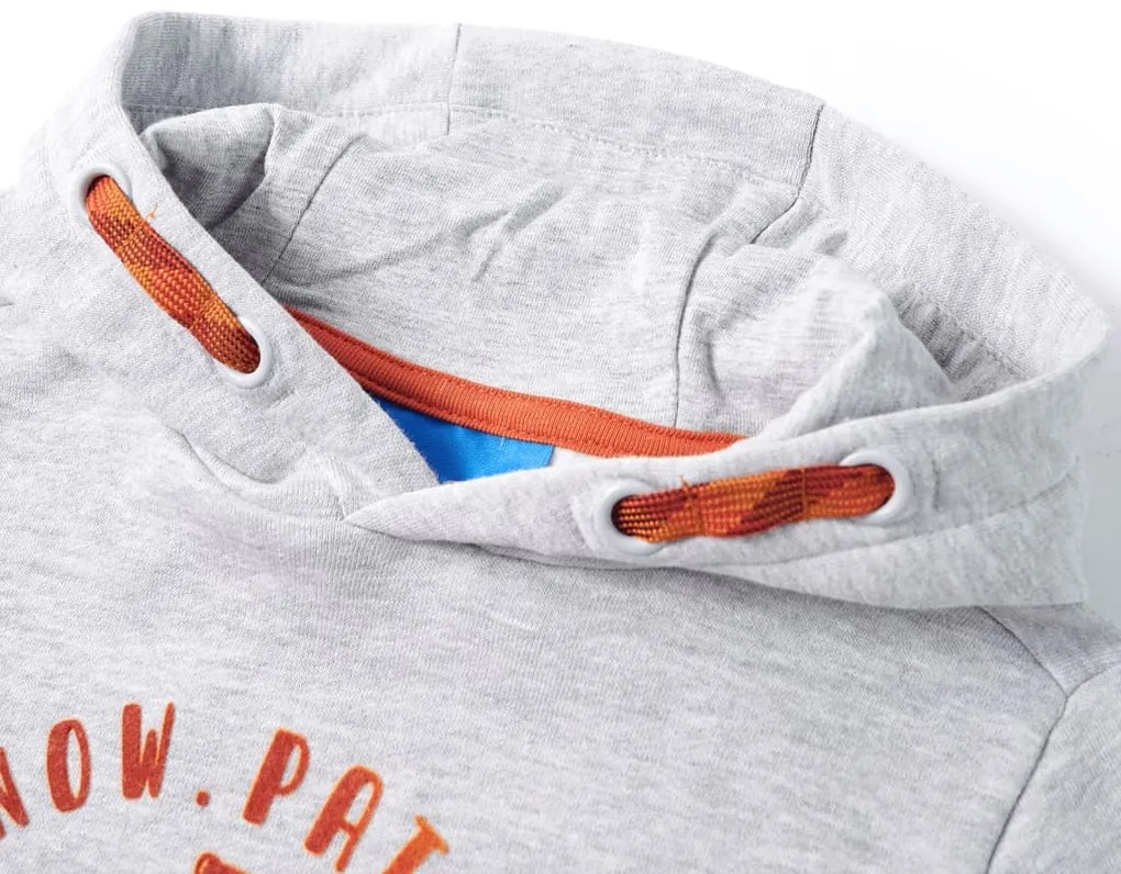 Sweatshirt para criança com capuz cinzento mesclado e laranja 116