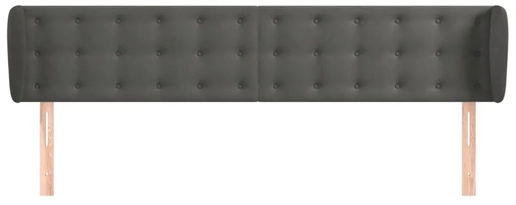 Cabeceira de cama c/ abas veludo 183x23x78/88cm cinzento-escuro