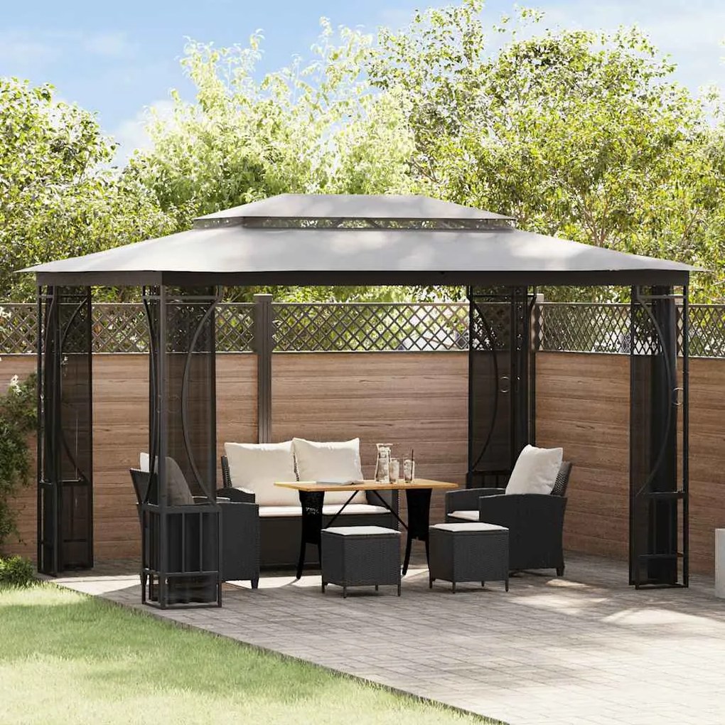 vidaXL Gazebo com redes 300x400x265 cm antracite