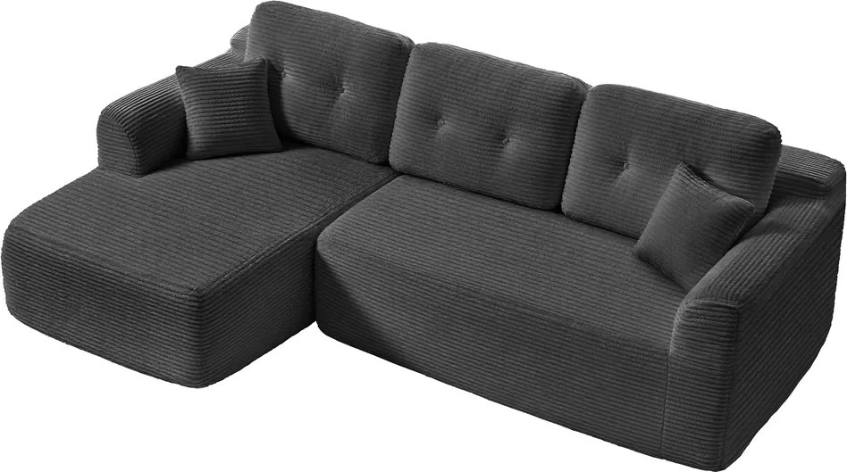 Sofá modular de canto com Chaise long à esquerda, 150 x 244 x 73 cm cinza ardósia