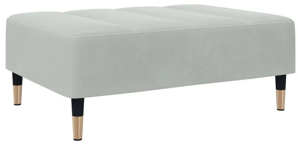 Sofá-cama 2 lugares c/ apoio de pés veludo cinza-claro