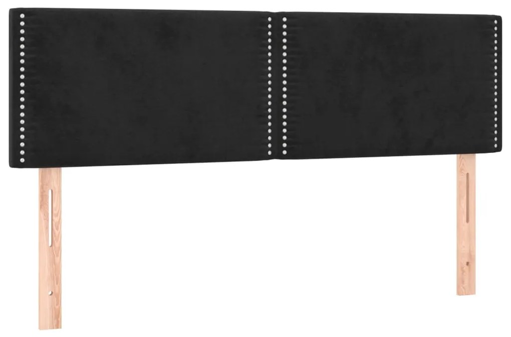 Cama box spring c/ colchão/LED 140x200 cm veludo preto