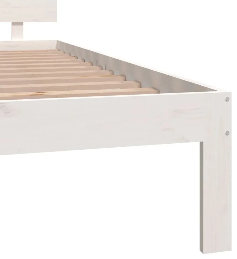 Estrutura de cama super king pinho maciço 180x200 cm branco