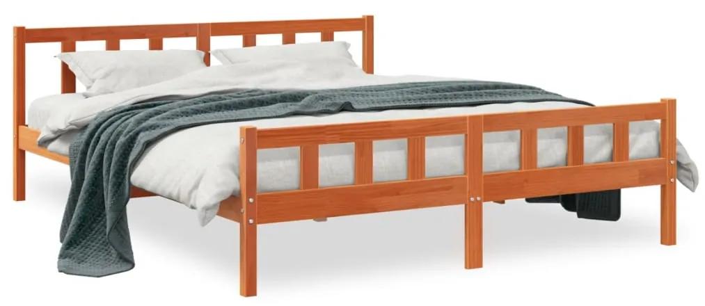Estrutura cama c/ cabeceira 160x200cm pinho maciço castanho-mel
