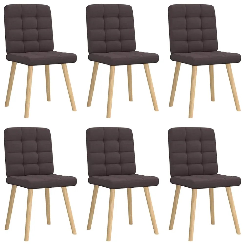 Cadeiras de jantar 6 pcs tecido castanho-escuro
