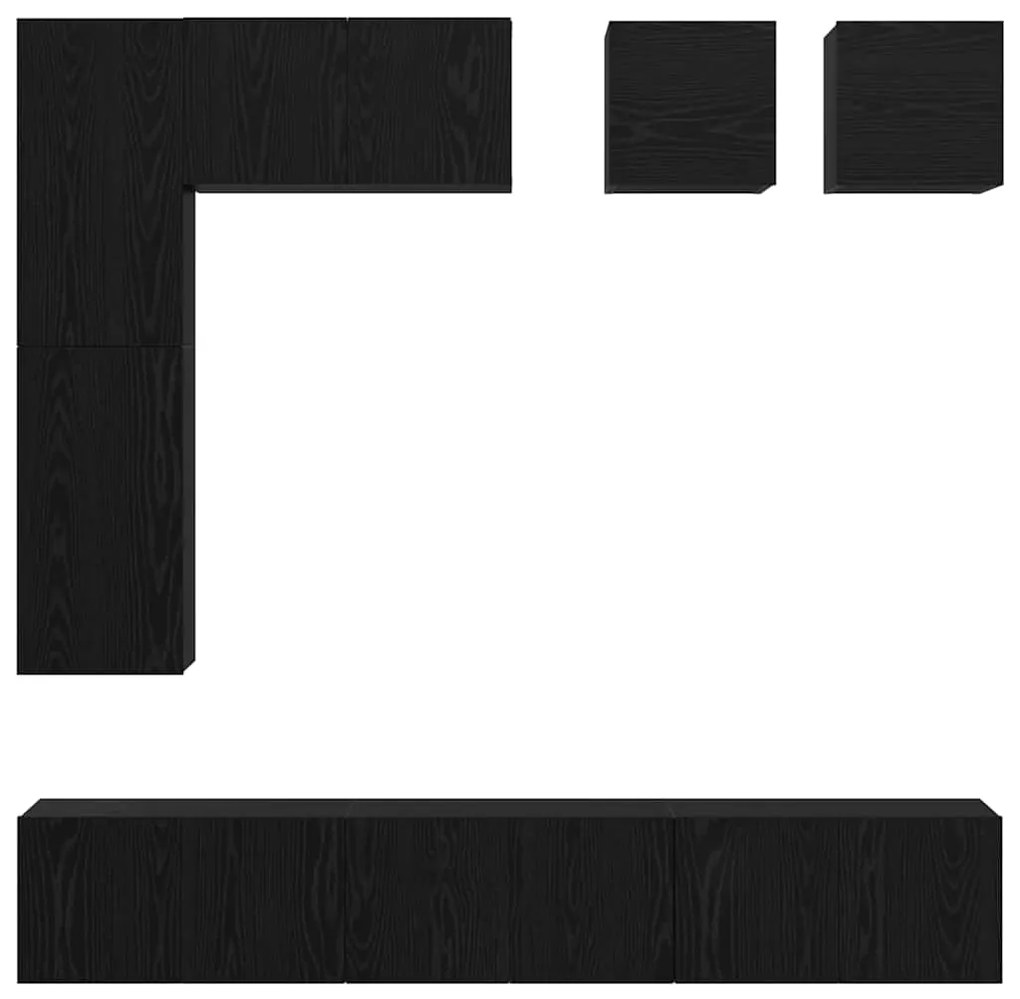 Conjunto de móvel de TV 8 pcs Carvalho preto Madeira processada