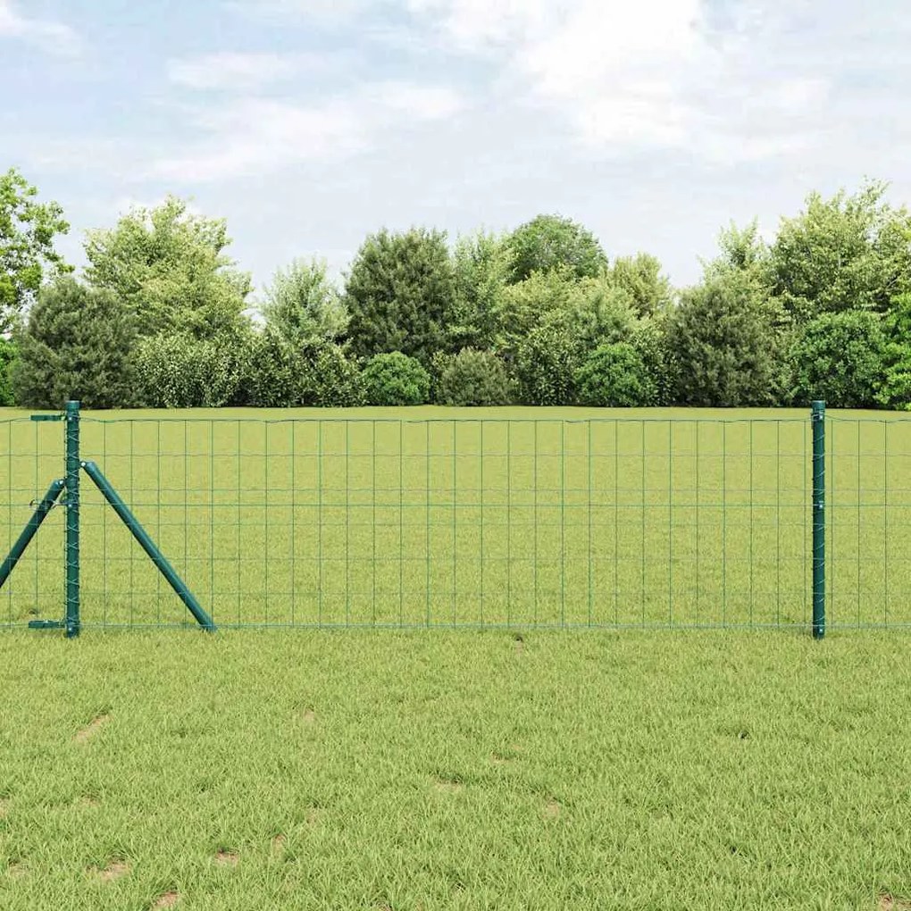 vidaXL Cerca Euro da com 7 postes, 0,6 x 10 m, aço galvanizado verde