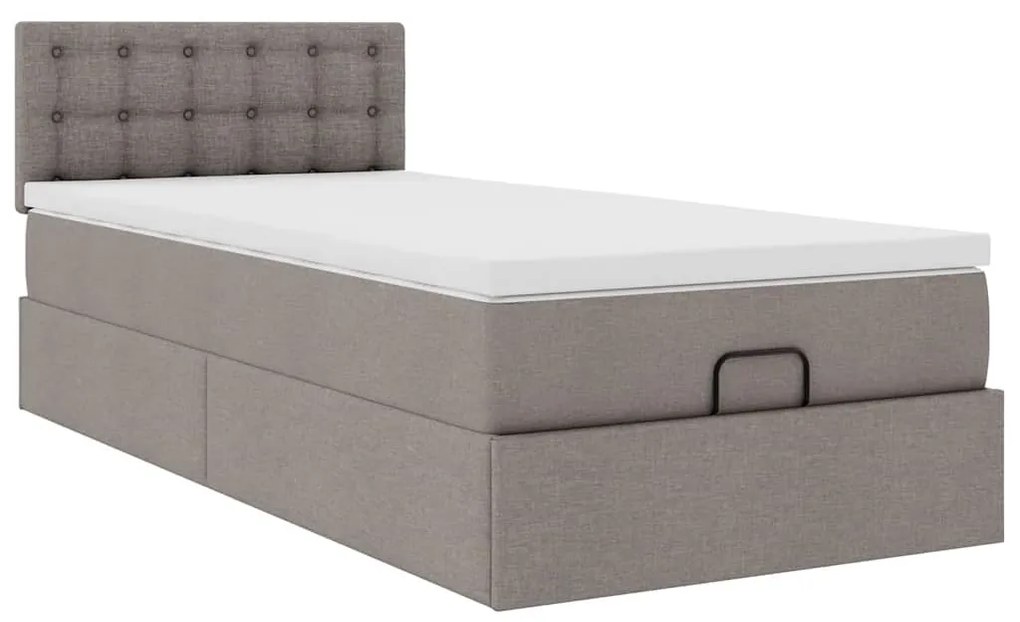 Cama otomana com colchão 100x200 cm tecido cinza