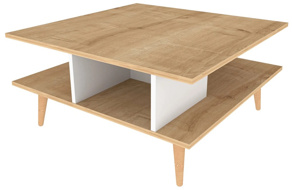 Mesa de Café Akya - Carvalho Branco - 89x89x44 cm
