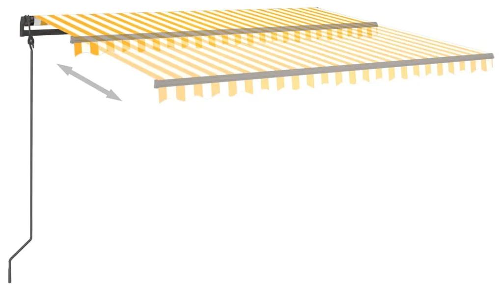 Toldo retrátil manual com luzes LED 4,5x3,5 m amarelo e branco