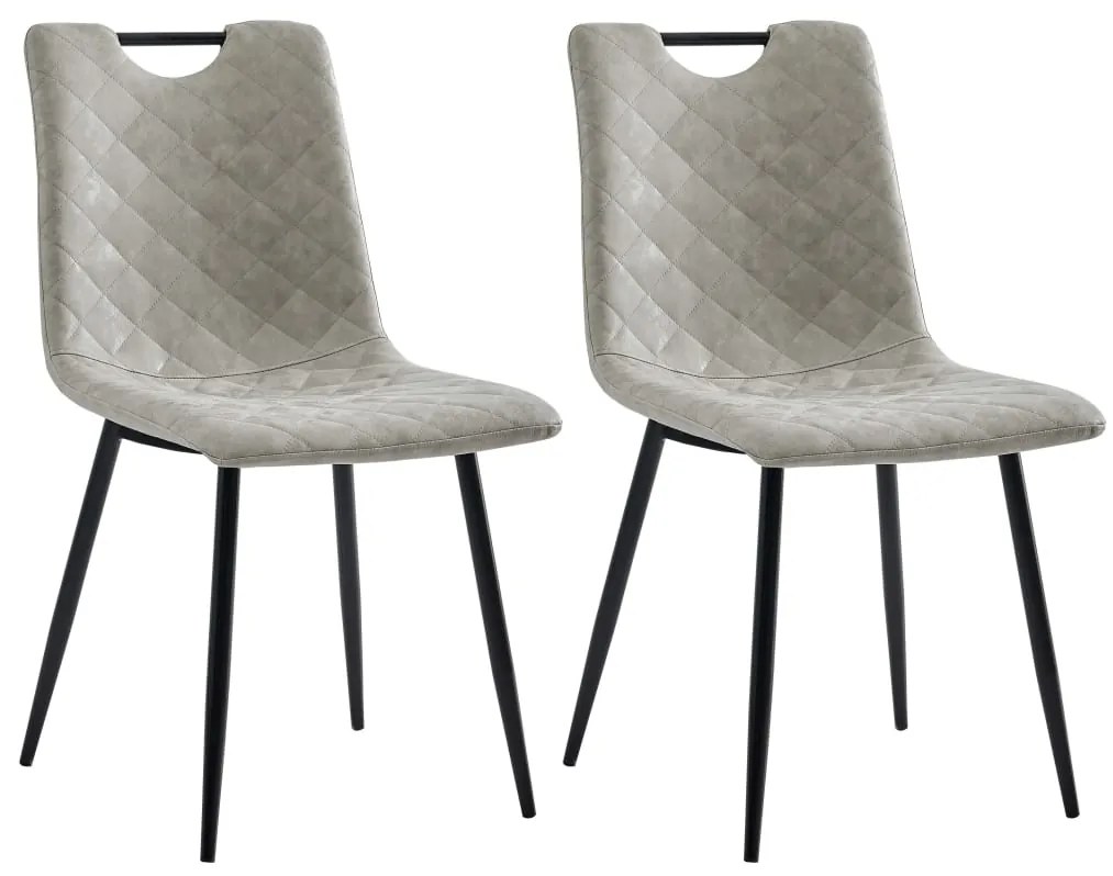 vidaXL Cadeiras de jantar 2 pcs couro artificial cinzento-claro