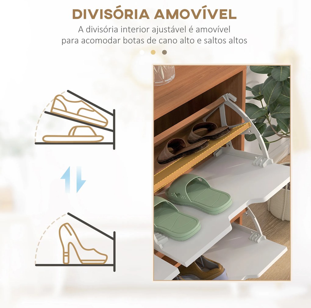 HOMCOM Sapateira com 4 Gavetas e Prateleiras Ajustáveis Móvel para Sapatos de Corredor para 16 Pares de Sapatos 95x26x95 cm Madeira