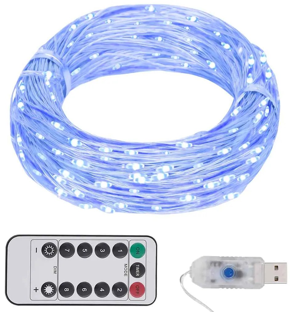 vidaXL Cordão de luzes com 150 LED 15 m azul