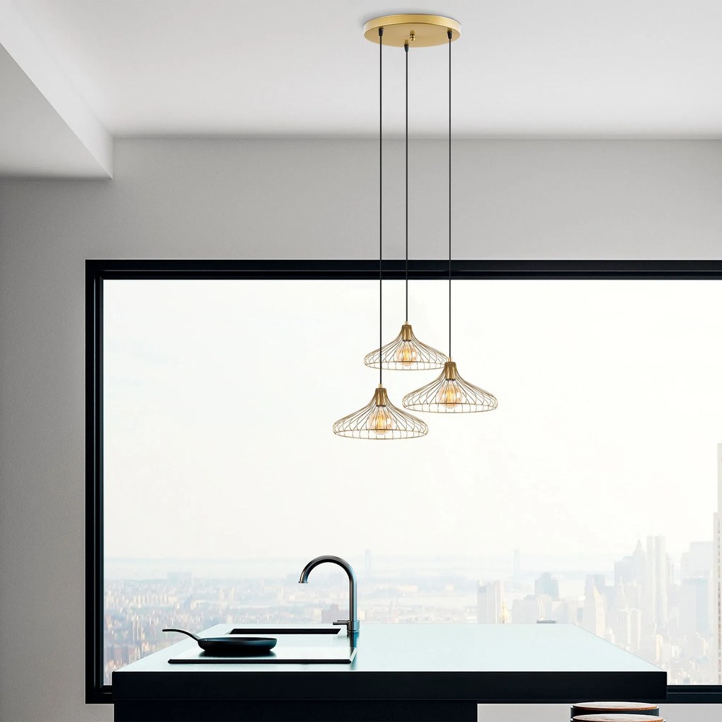 Lustre Depay – Dourado Brilhante – 65 x 64 x 120 cm