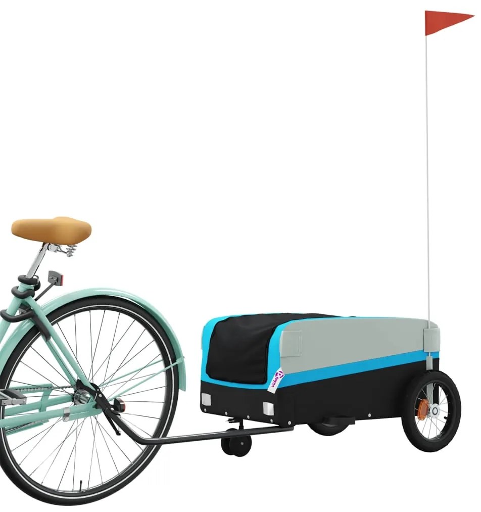 Reboque para bicicleta 30 kg ferro preto e azul
