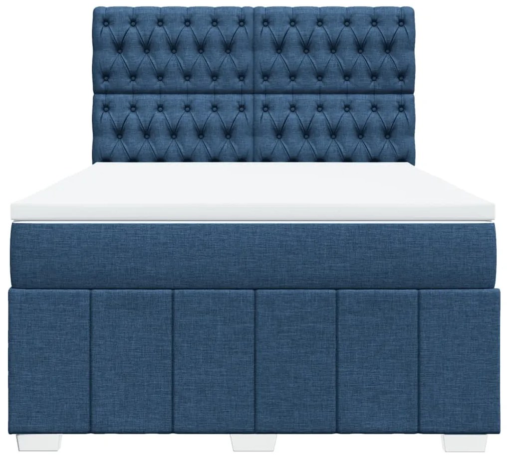 Cama com molas/colchão 140x200 cm tecido azul