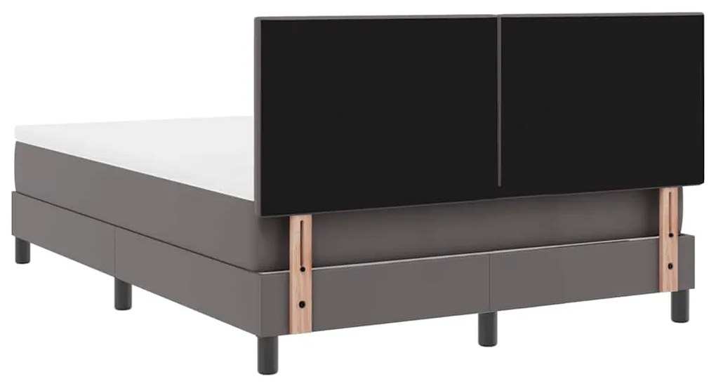Cama Box com Colchão Cinza, 160x200 cm, Couro Sintético