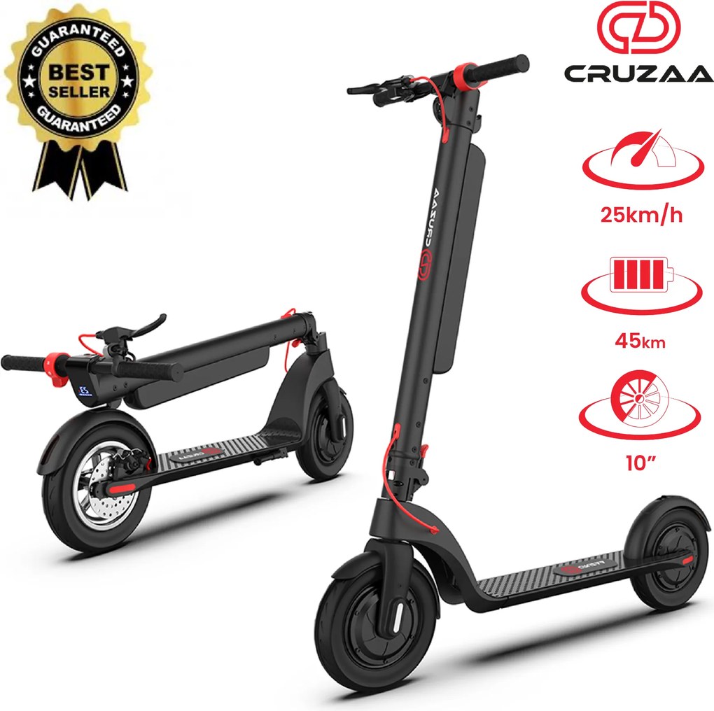 Trotinete Elétrica – Cruzaa Commuta – Preto – 45 km de Autonomia / 25