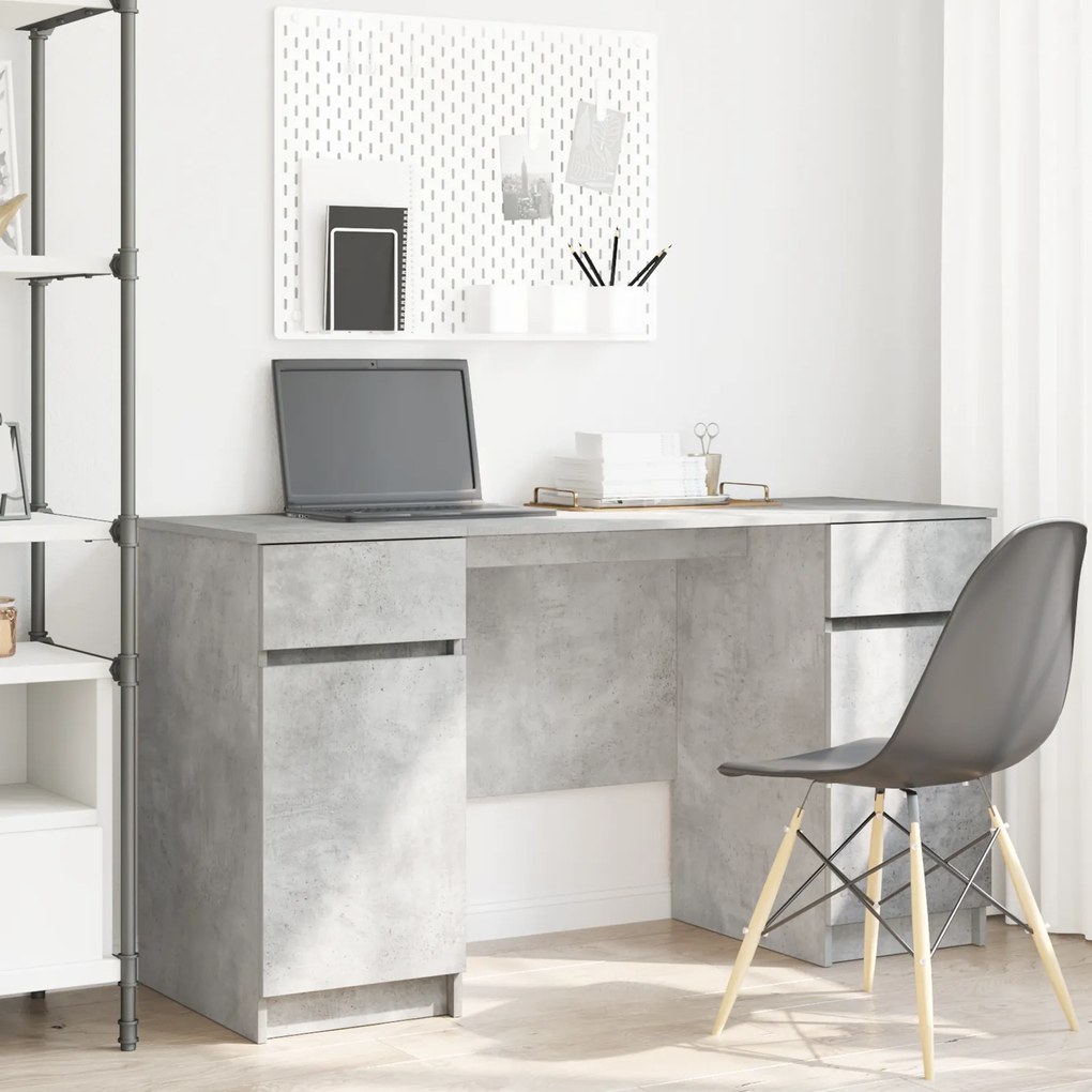 Escrivaninha vidaXL Cinza Concreto 140x49x76 cm Madeira Composta