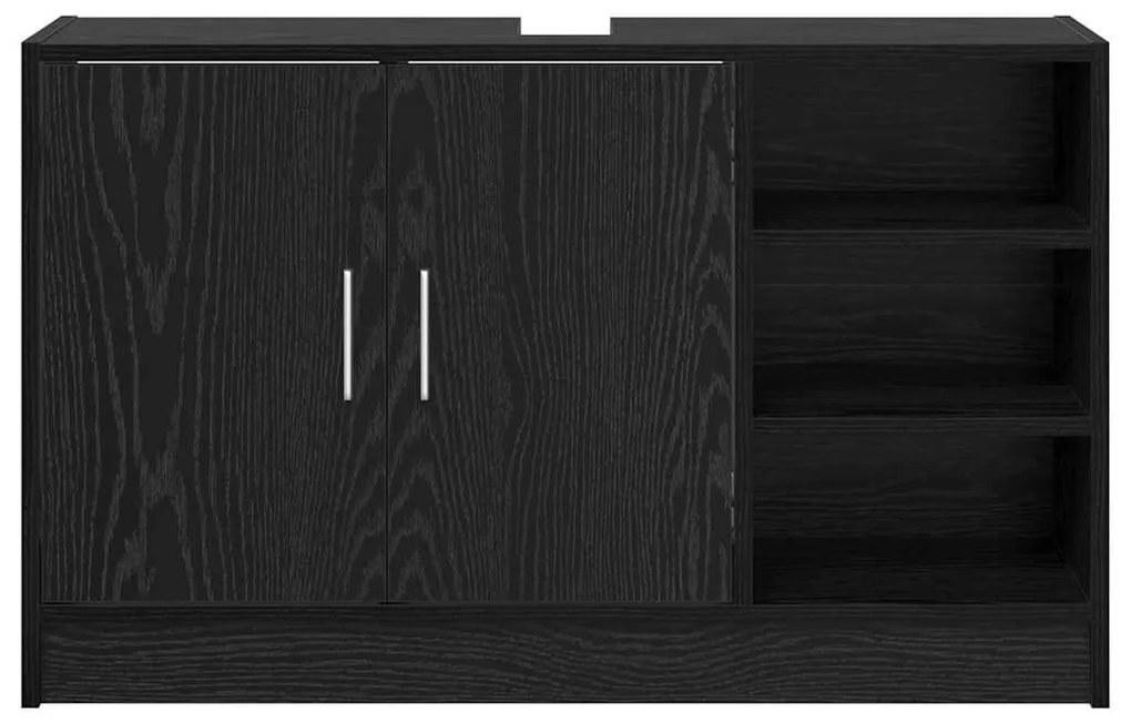 Armário de Pia Carvalho Preto 90x29x55 cm Madeira Engenharia