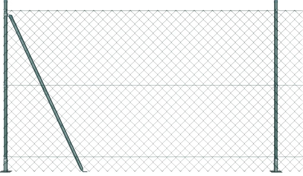 vidaXL Cerca de Malha com 7 Postes Flangeados 1.5x10 m Aço Galvanizado