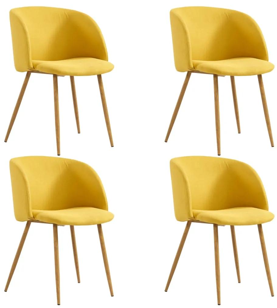 278708 vidaXL Cadeiras de jantar 4 pcs tecido amarelo