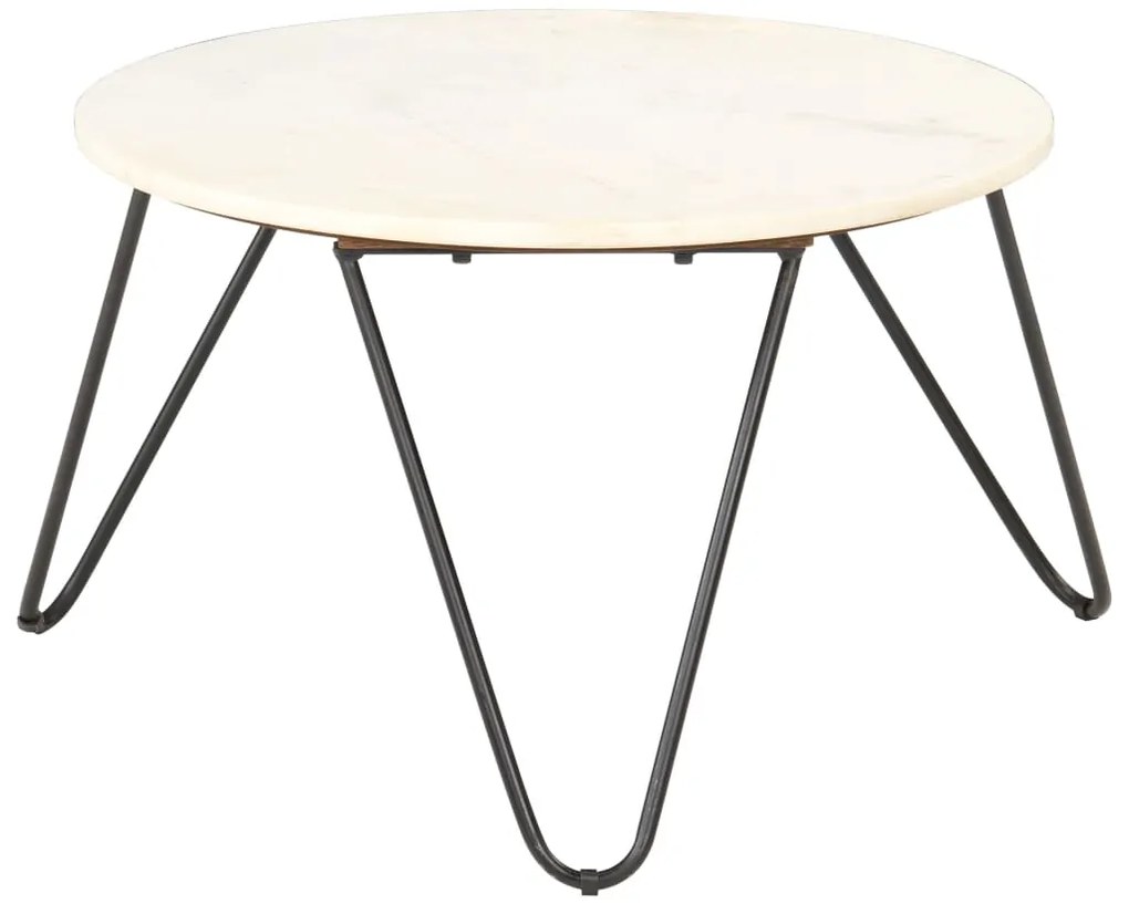 Mesa centro 65x65x42cm pedra genuína textura mármore branco