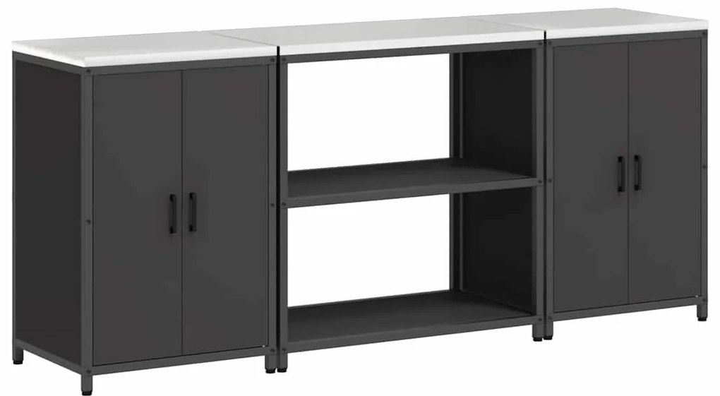 Conjunto de Armazenamento de Cozinha com prateleira 3 pcs Preto