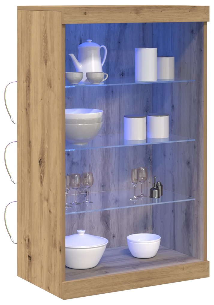 Sideboard vidaXL com luzes LED Carvalho Artesanal 60,5x37x100 cm