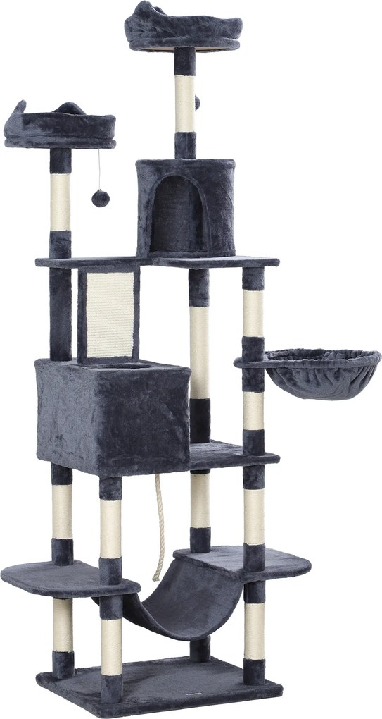 Arranhador para Gatos, 60 x 50 x 206 cm, Vários Níveis, Cinzento-Escuro