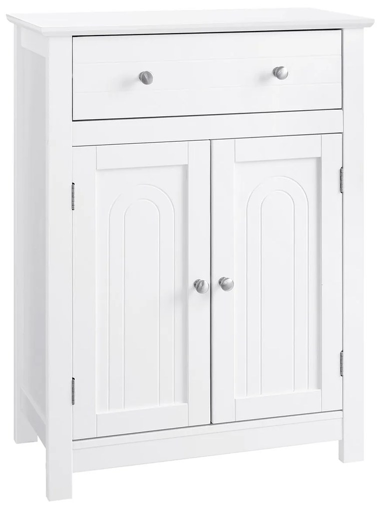 Armário de casa de banho em estilo country house. | VASAGLE | 60 x 30 x 80 cm | branco | BBC61WT.