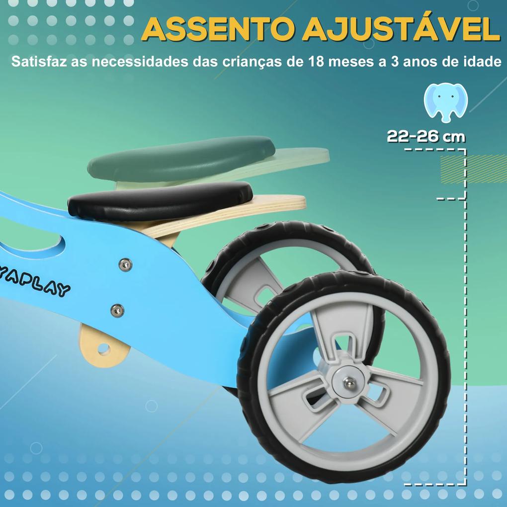 AIYAPLAY Bicicleta sem Pedais de Madeira 2 em 1 para Crianças acima de 18 Meses Triciclo Infantil com Assento Ajustável de 22-26cm Carga Máxima 20kg E