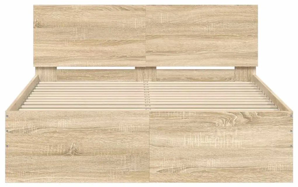 Estrutura de cama com cabeceira 135x190 cm carvalho sonoma