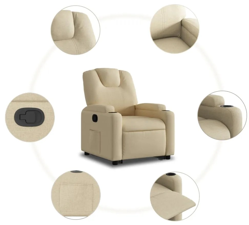 Poltrona reclinável elevatória tecido cor creme