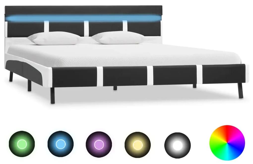 280309 vidaXL Estrutura de cama com LED 140x200 cm couro artificial cinzento