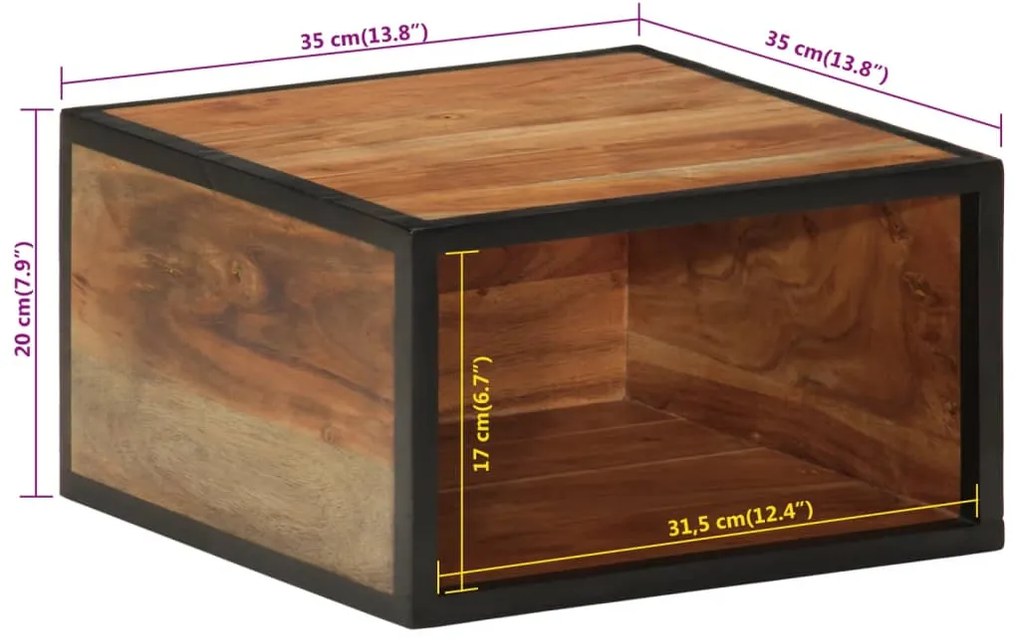 Mesa de cabeceira de parede 35x35x20 cm madeira acácia maciça